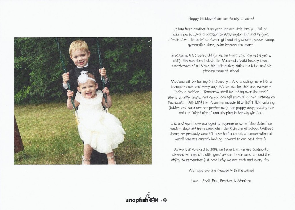 2013 Christmas Card - Back